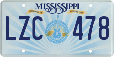 MS license plate LZC478