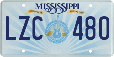 MS license plate LZC480