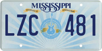 MS license plate LZC481