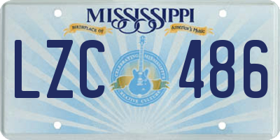 MS license plate LZC486