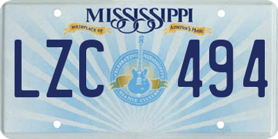 MS license plate LZC494