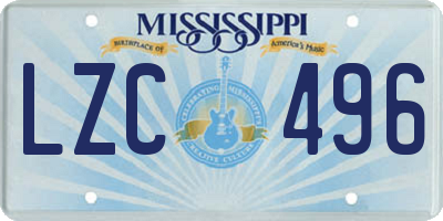 MS license plate LZC496