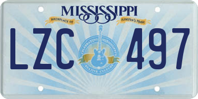 MS license plate LZC497