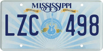 MS license plate LZC498
