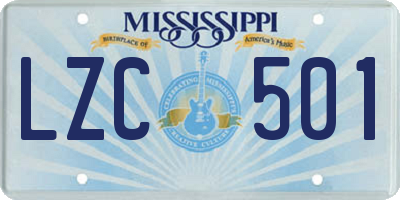 MS license plate LZC501