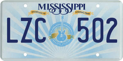 MS license plate LZC502