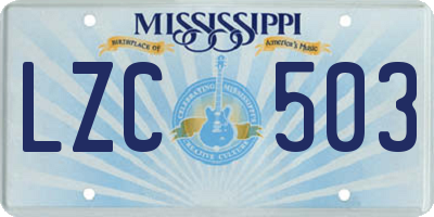 MS license plate LZC503