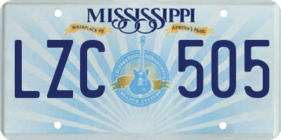 MS license plate LZC505