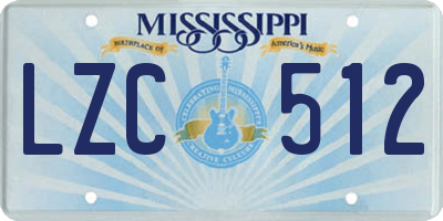 MS license plate LZC512