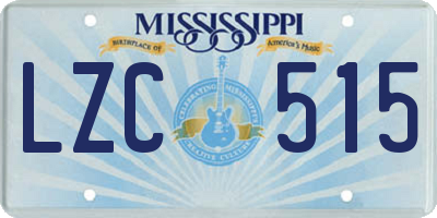 MS license plate LZC515