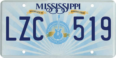 MS license plate LZC519