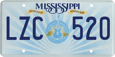 MS license plate LZC520