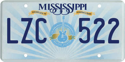MS license plate LZC522