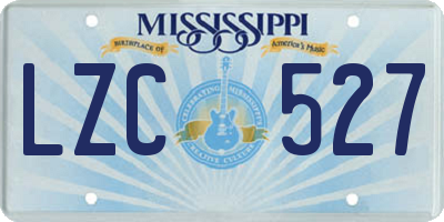MS license plate LZC527