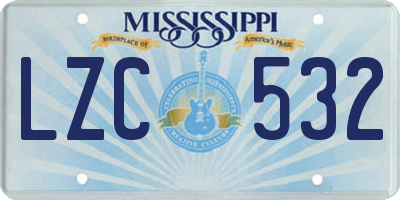 MS license plate LZC532