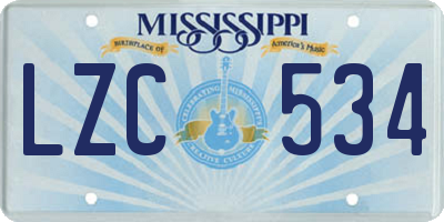 MS license plate LZC534