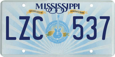 MS license plate LZC537