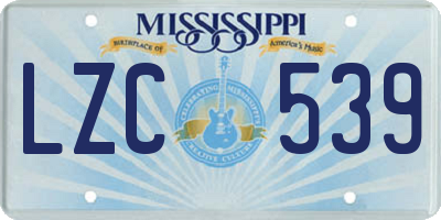 MS license plate LZC539