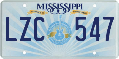 MS license plate LZC547