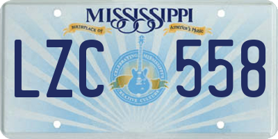 MS license plate LZC558