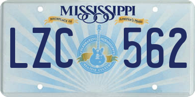 MS license plate LZC562
