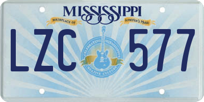 MS license plate LZC577