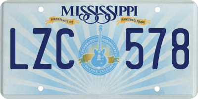 MS license plate LZC578