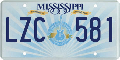 MS license plate LZC581