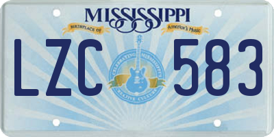 MS license plate LZC583