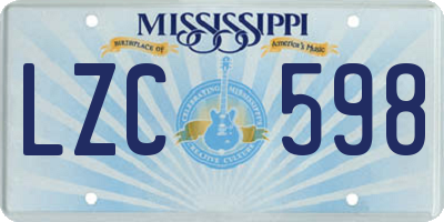 MS license plate LZC598