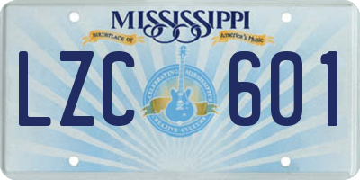 MS license plate LZC601