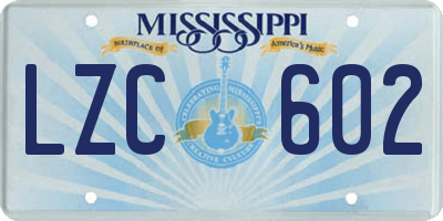 MS license plate LZC602
