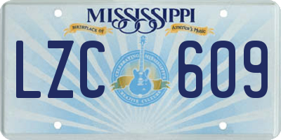 MS license plate LZC609