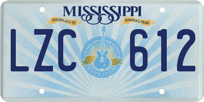MS license plate LZC612