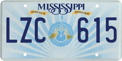 MS license plate LZC615