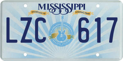 MS license plate LZC617