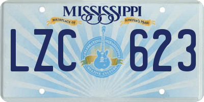 MS license plate LZC623
