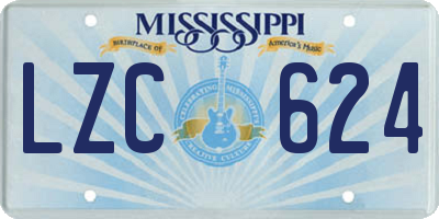 MS license plate LZC624