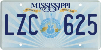 MS license plate LZC625