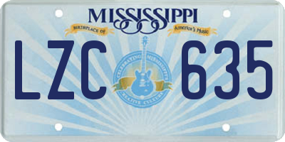 MS license plate LZC635