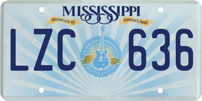 MS license plate LZC636