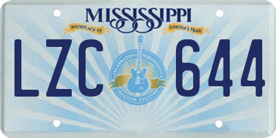 MS license plate LZC644