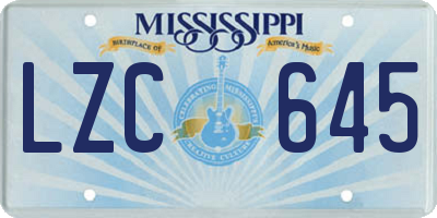 MS license plate LZC645