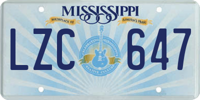 MS license plate LZC647