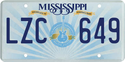 MS license plate LZC649