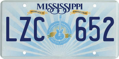 MS license plate LZC652