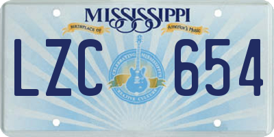 MS license plate LZC654