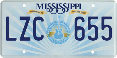 MS license plate LZC655