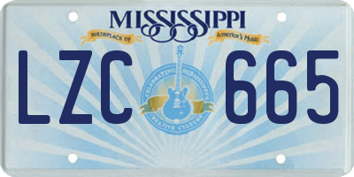 MS license plate LZC665