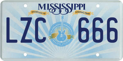MS license plate LZC666